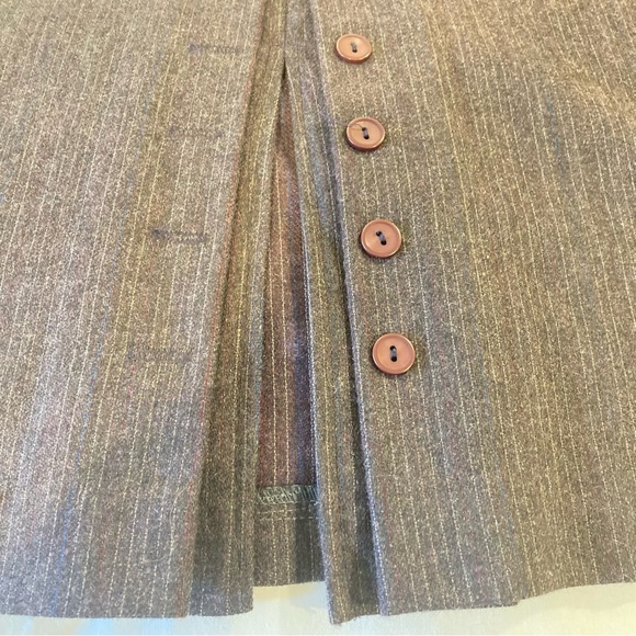 Vintage wool skirt gray pinstripe dark academia unique front slit detail - Picture 11 of 17